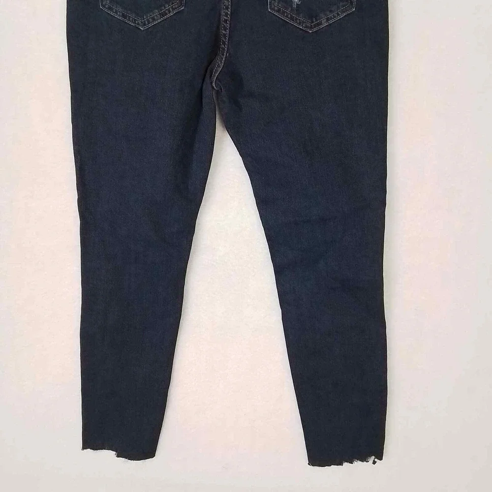 Wild Fable Highest Rise Skinny‎ Jeans Sz 4 Dark Wash Distressed Raw Hem Stretch